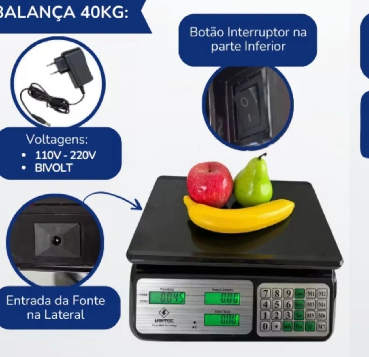 Balança digital 40 kg Black Style com bateria  - Foto 4