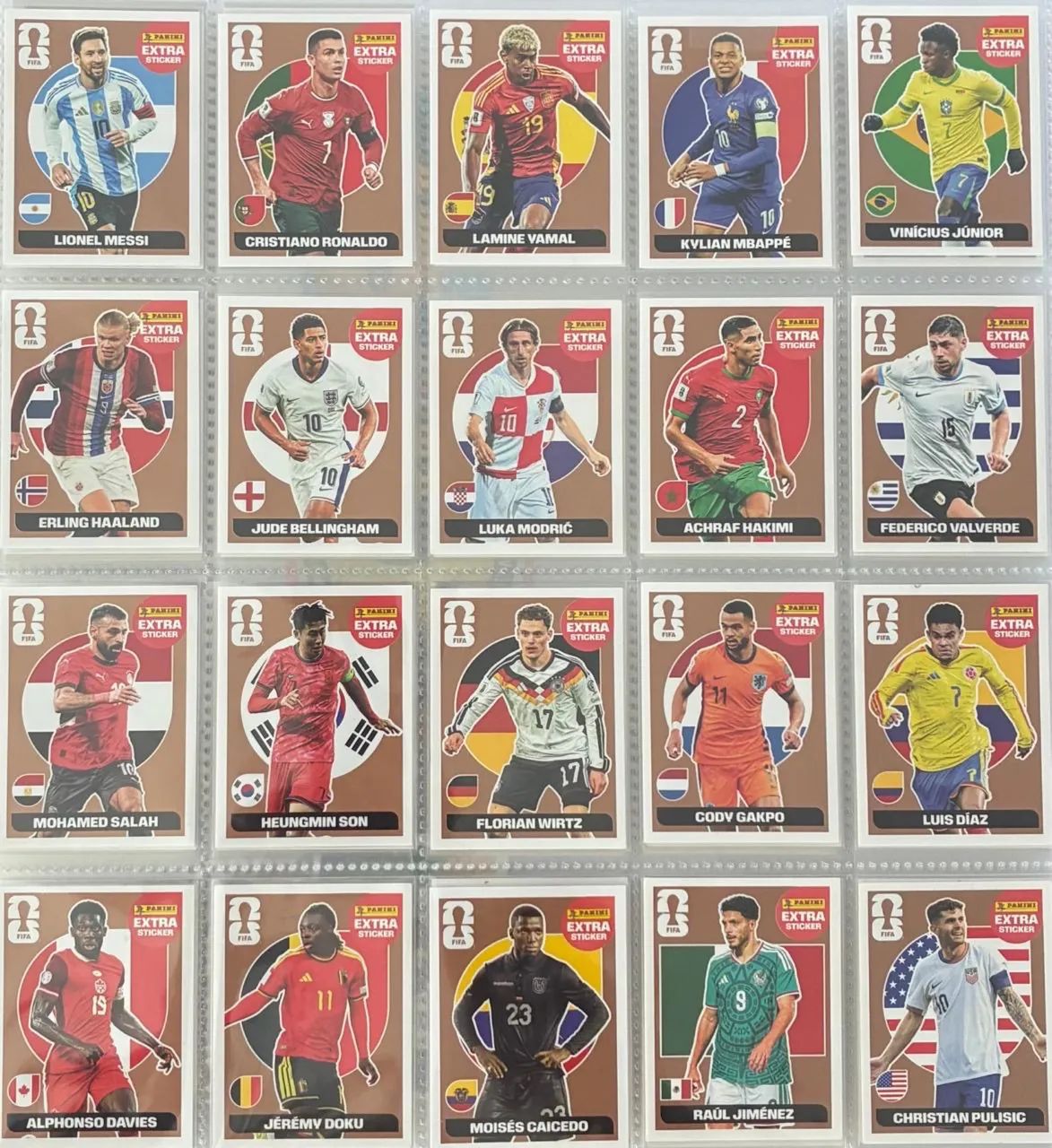 Kit 20 figurinhas extras bronze sem repetição copa 2026