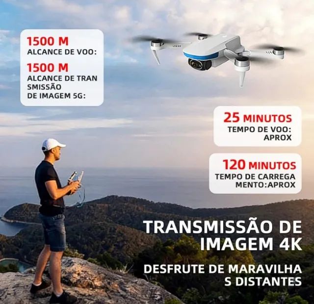 Drone S6S com Câmera 4K, GPS Integrado, Motor Brushless, Dobrável, Duas Baterias - Foto 4