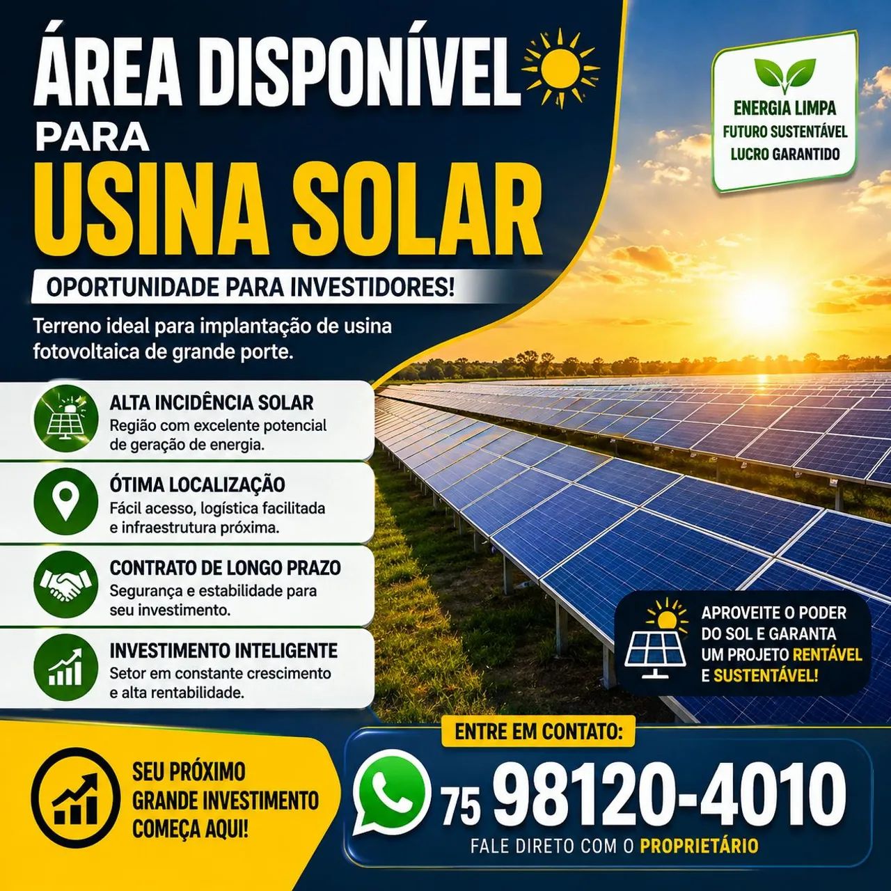 Alugo terra para usina solar