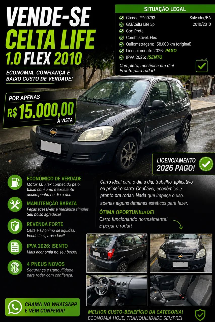 Chevrolet Celta Celta Life/ LS 1.0 MPFI 8V FlexPower 3p 2010