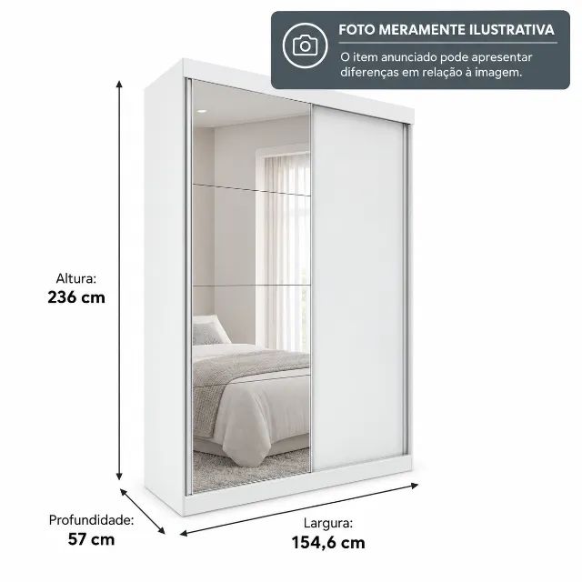 TORRO - Roupeiro com portas de correr, espelho, gavetas e ótimo espaço interno Marca Manto