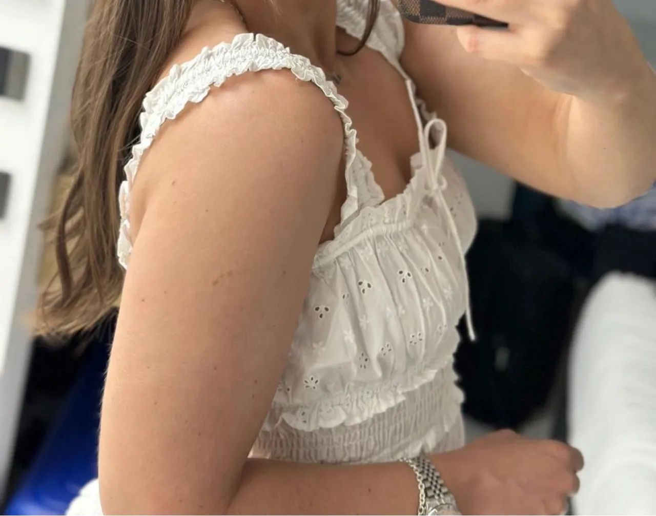 vestido midi lese branco gap romântico - Foto 4