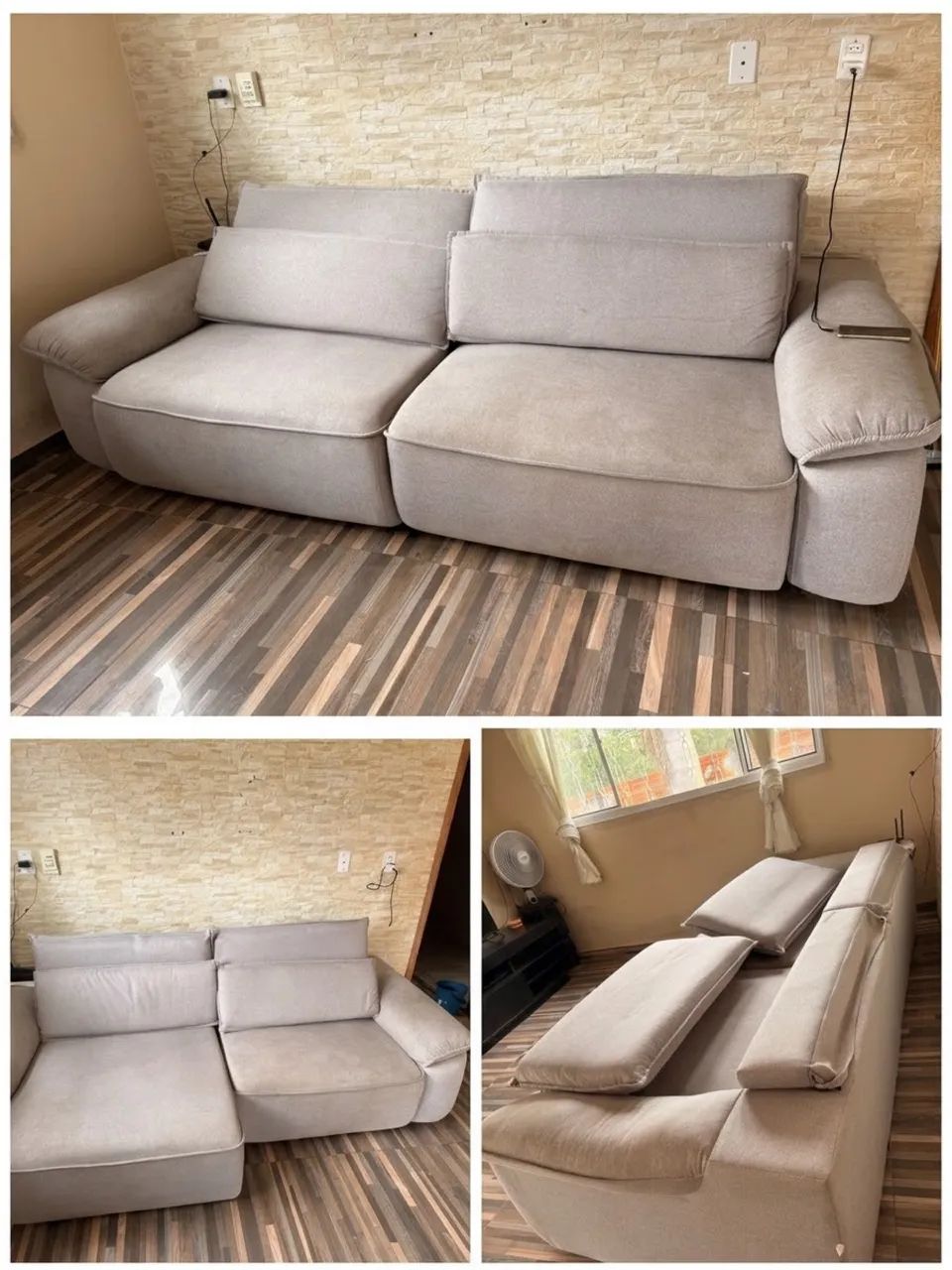 Sofa alto padrao com 2,50 zero caixa retrátil reclinável almofada soltas