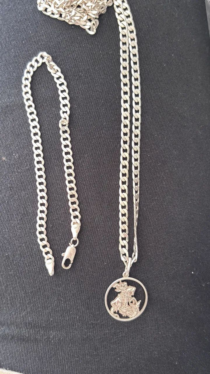 PULSEIRA CORRENTE E PINGENTE DE PRATA 925