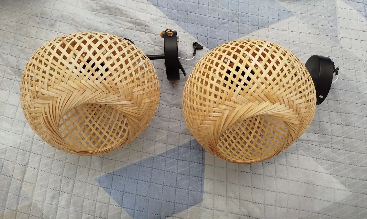 2 Luminárias arandelas de bambu - Foto 2