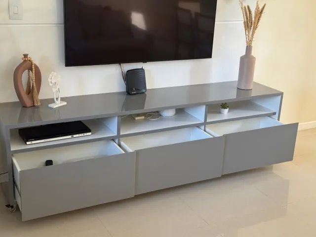 Rack e Painel, 100% MDF, laca, 2,20 de largura - Foto 4