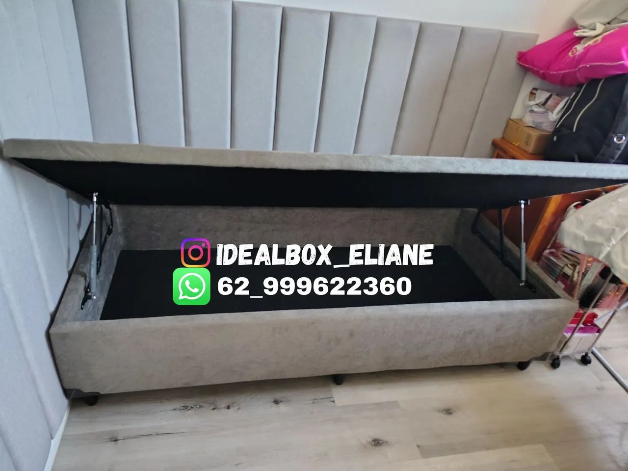 Box baú solteiro 88×188 - Blindado na madeira de eucalipto tratado  - Foto 4