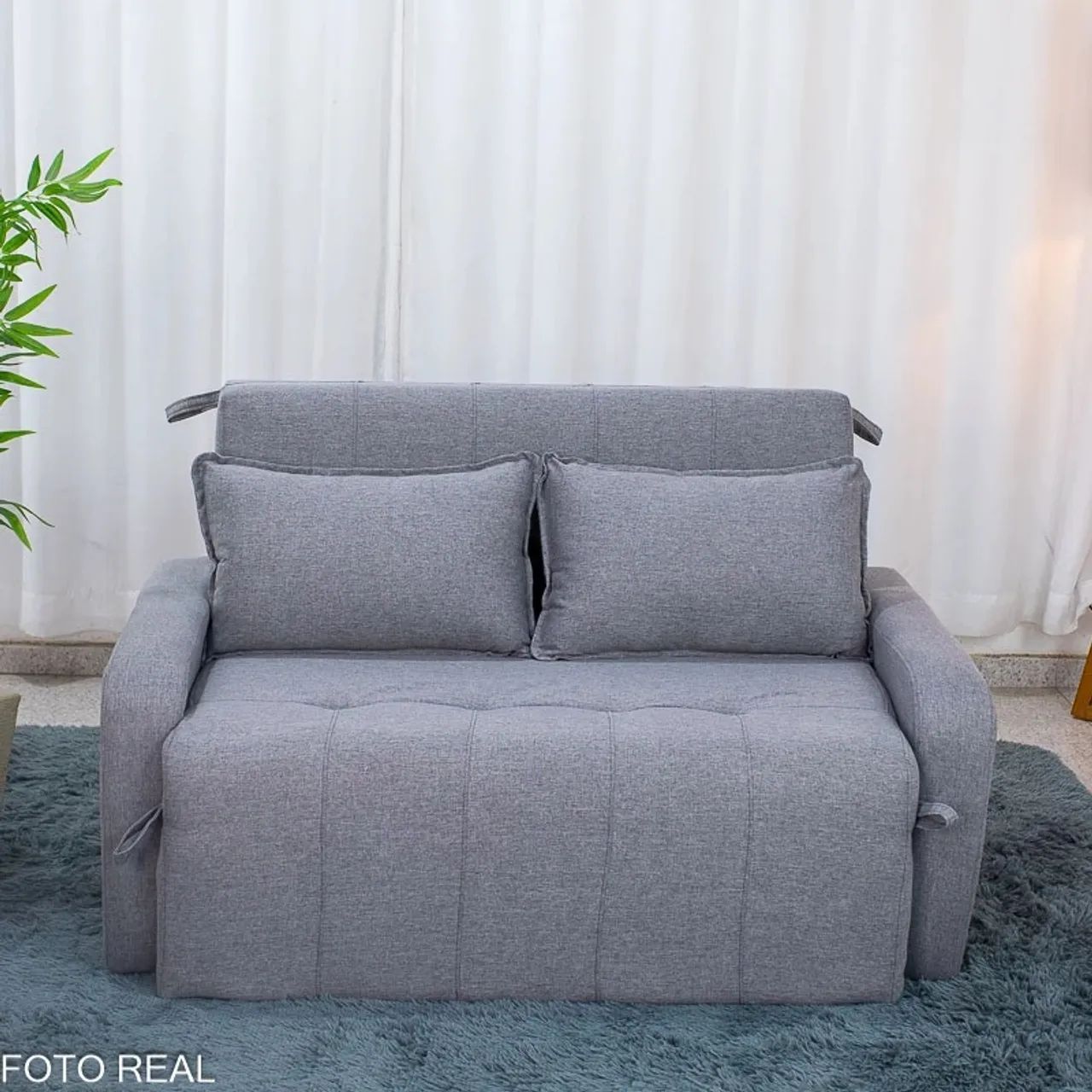 Sofá Cama Amora New Larg. 1.37m Linho Cinza Entrega Rápida