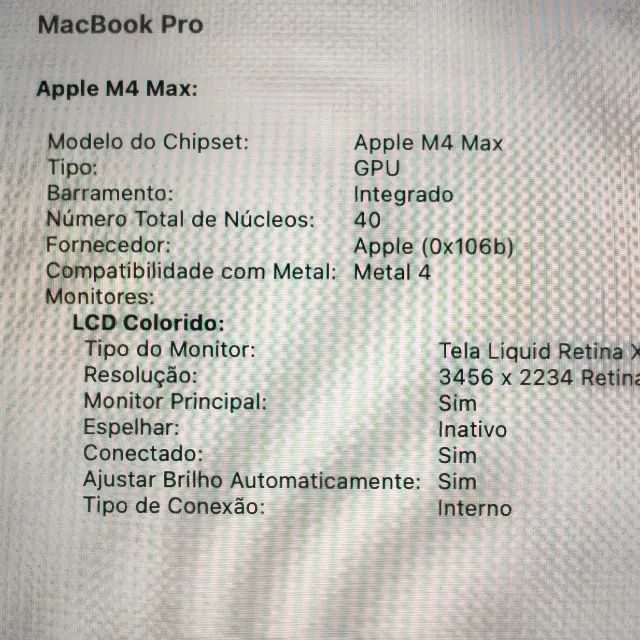 MACBOOK PRO 16 M4 MAX 48GB/1TB - SILVER - 15 CICLOS - 40GPU - COMO NOVO - Foto 4