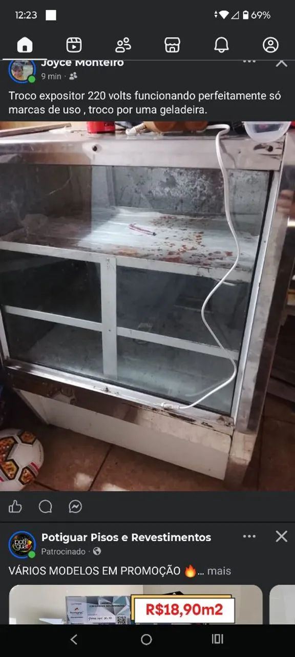 Expositor em troca geladeira 