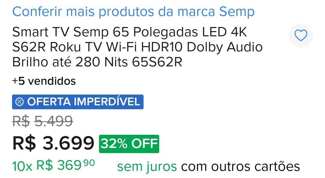 TV Semp Toshiba 4K 65 Polegadas - Foto 4