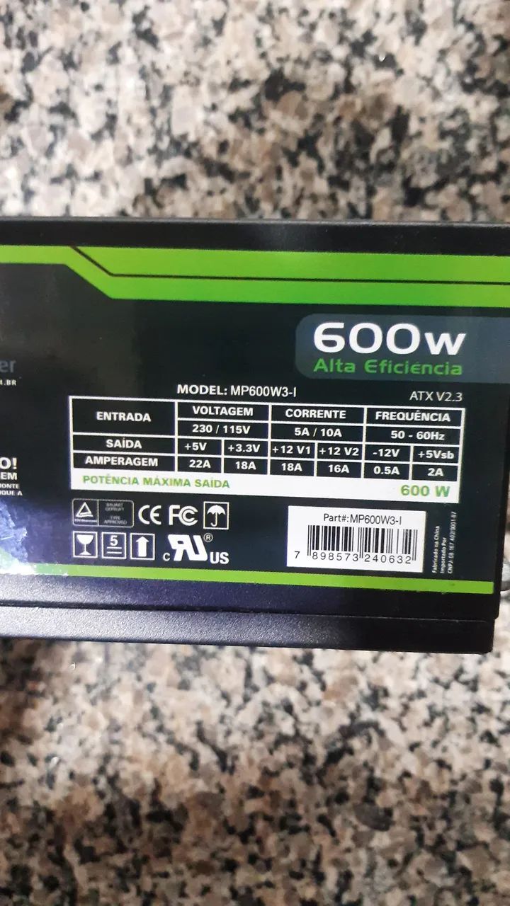 Fonte atx pc mp600w3 600w - Foto 2