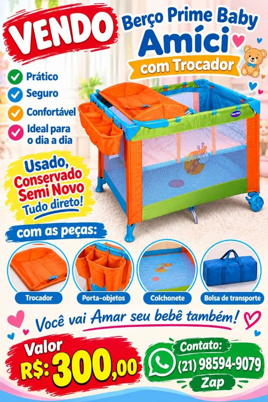 Berço com trocado pode virá cercadinho 