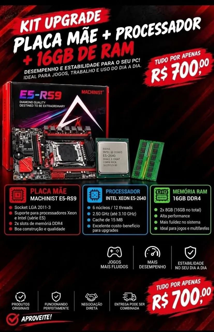 Kit placa mãe xeon