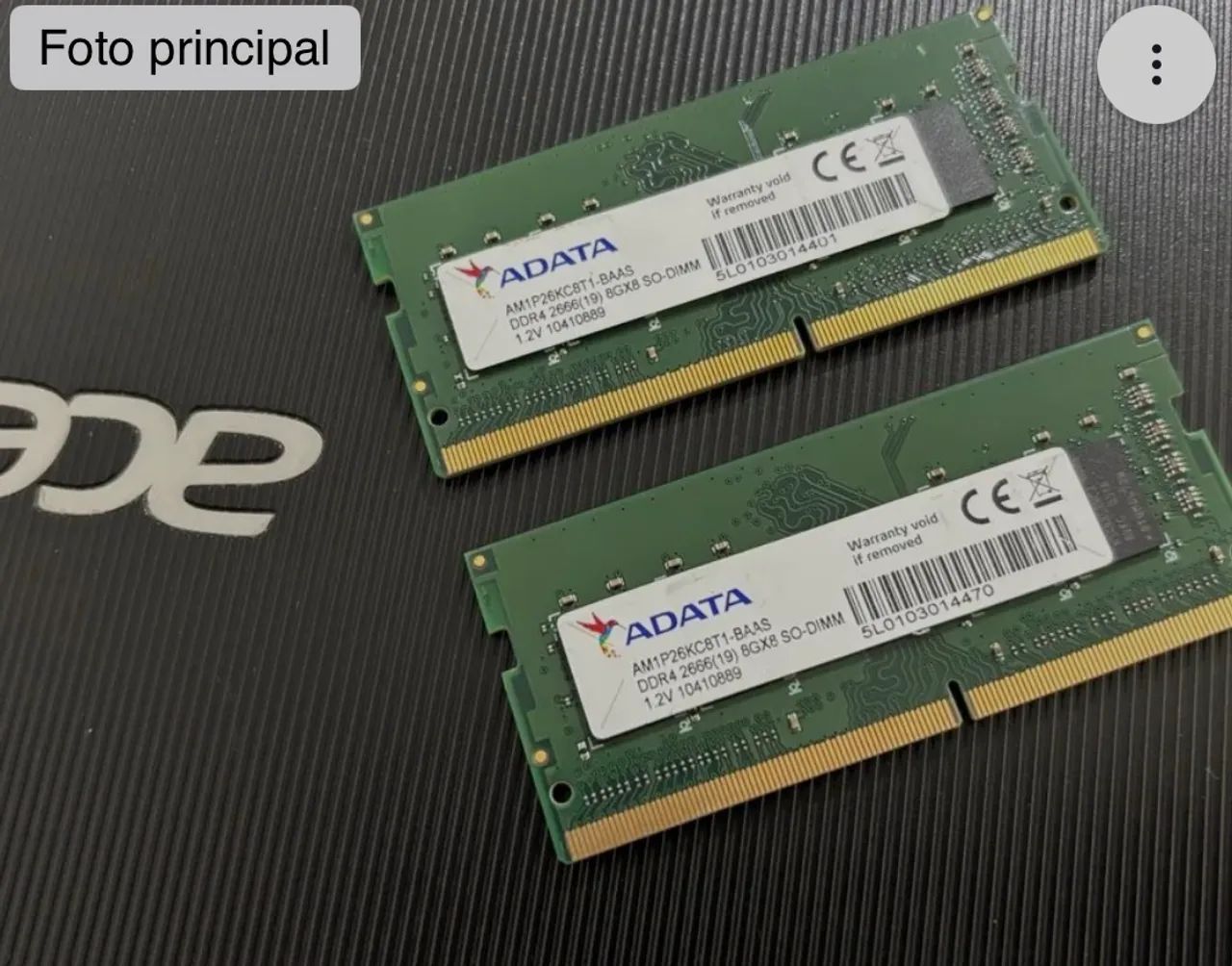 Memória 16 GB DDR3 4 Adata ( 8gb + 8gb ) seminovas e testada