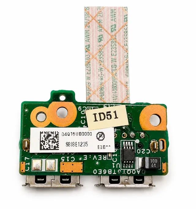 Placa Conectora USB Dupla com Cabo Flat para Notebook HP DV5 DA0QT6TB6E0 34QT6UB0000 - Foto 3