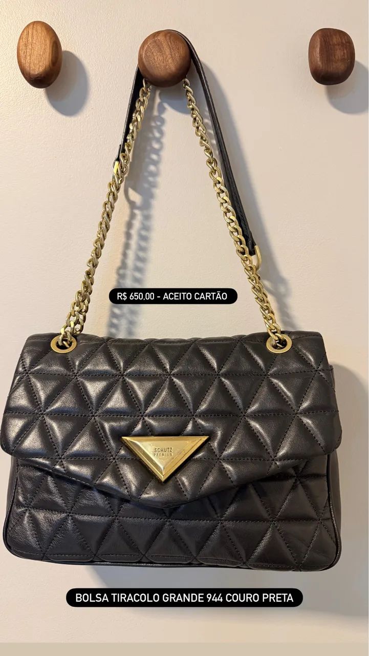 Bolsa Tiracolo grande 944 Couro Preta