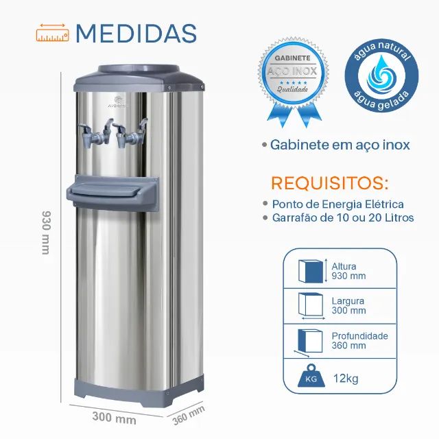 bebedouro coluna de motor galão inox   - Foto 5
