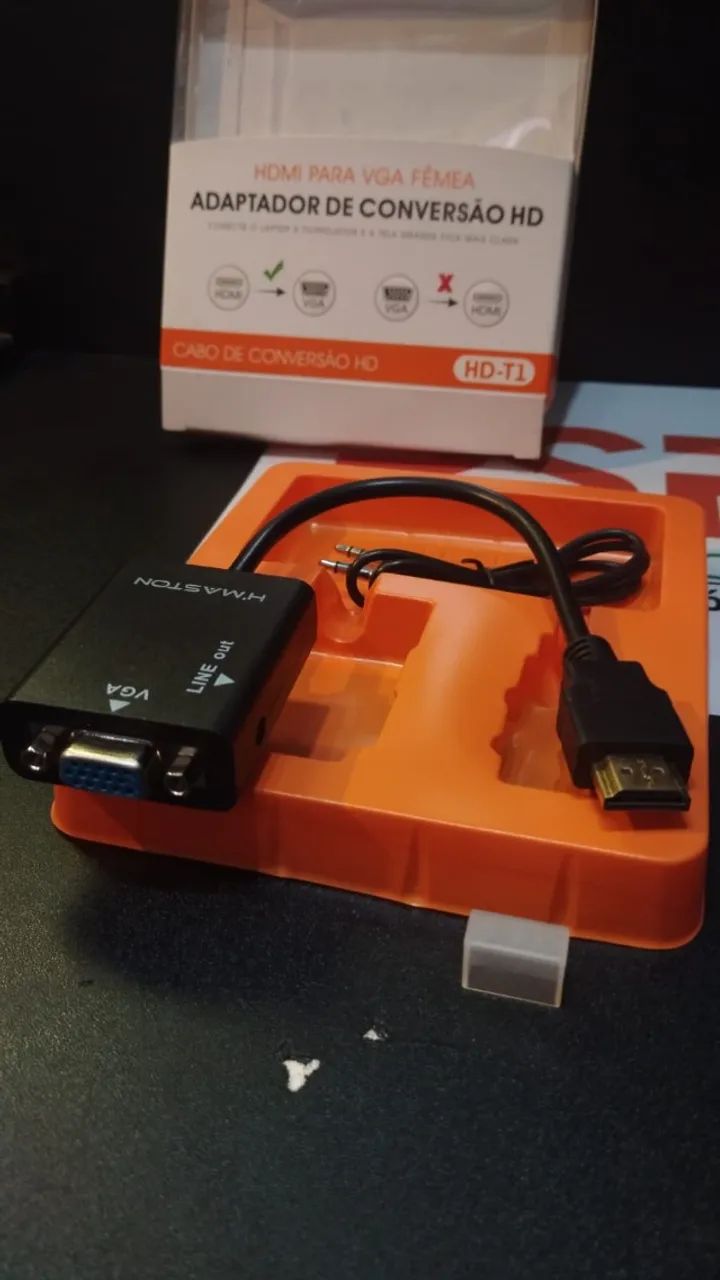 Adaptador de conversão HD HDMI para VGA femea - Foto 3