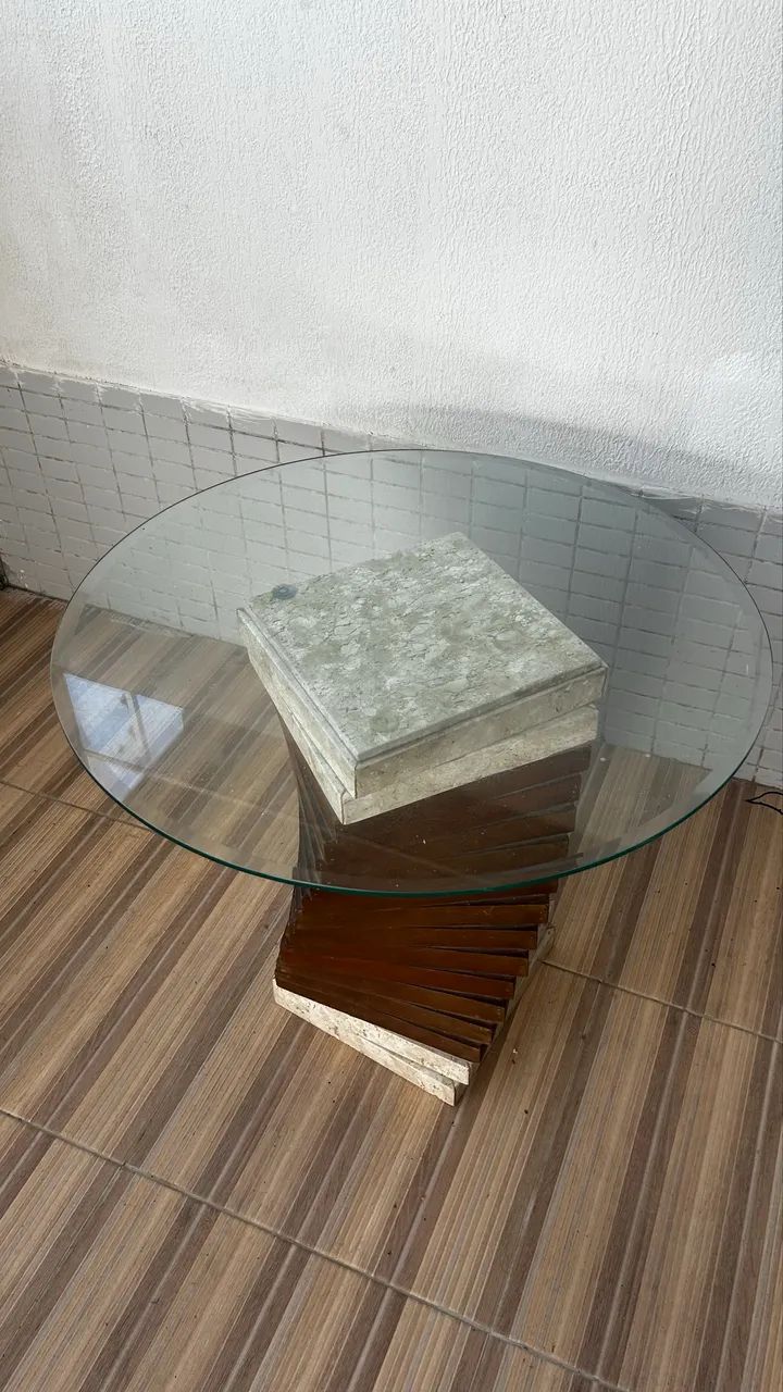 Mesa tampo de vidro redonda 
