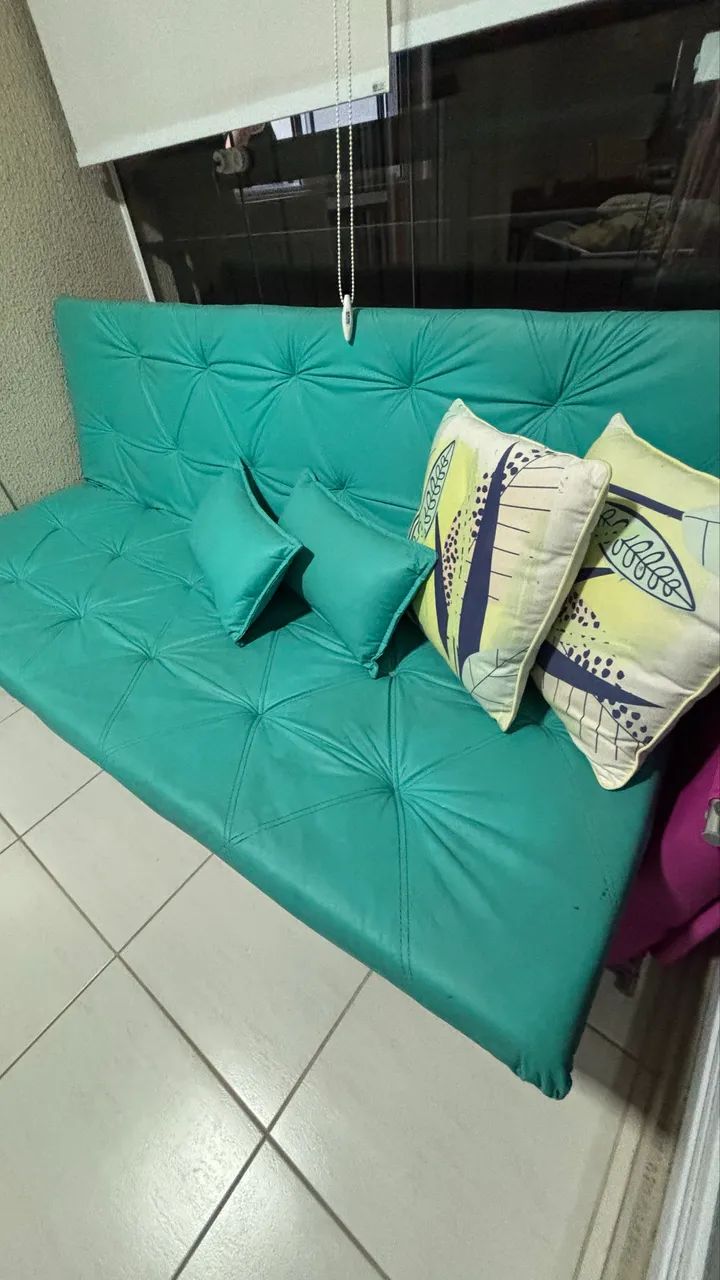 Sofá cama azul tiffany 700 reais  - Foto 2