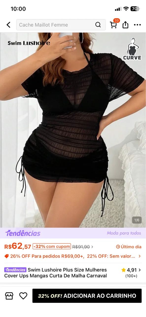 Saída de praia plus size