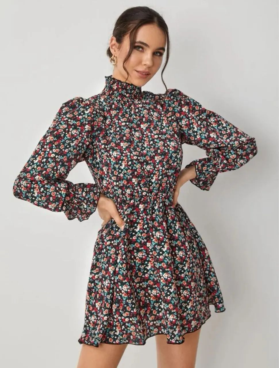 Vestido floral gola alta - Foto 5