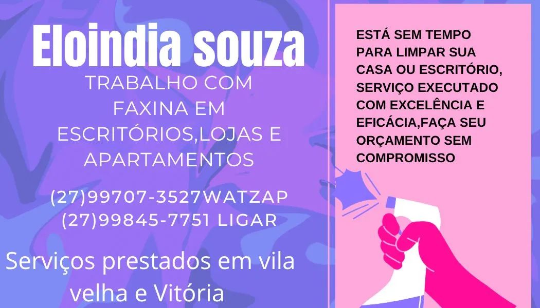 Trabalho com faxina em escritório,lojas e apartamentos