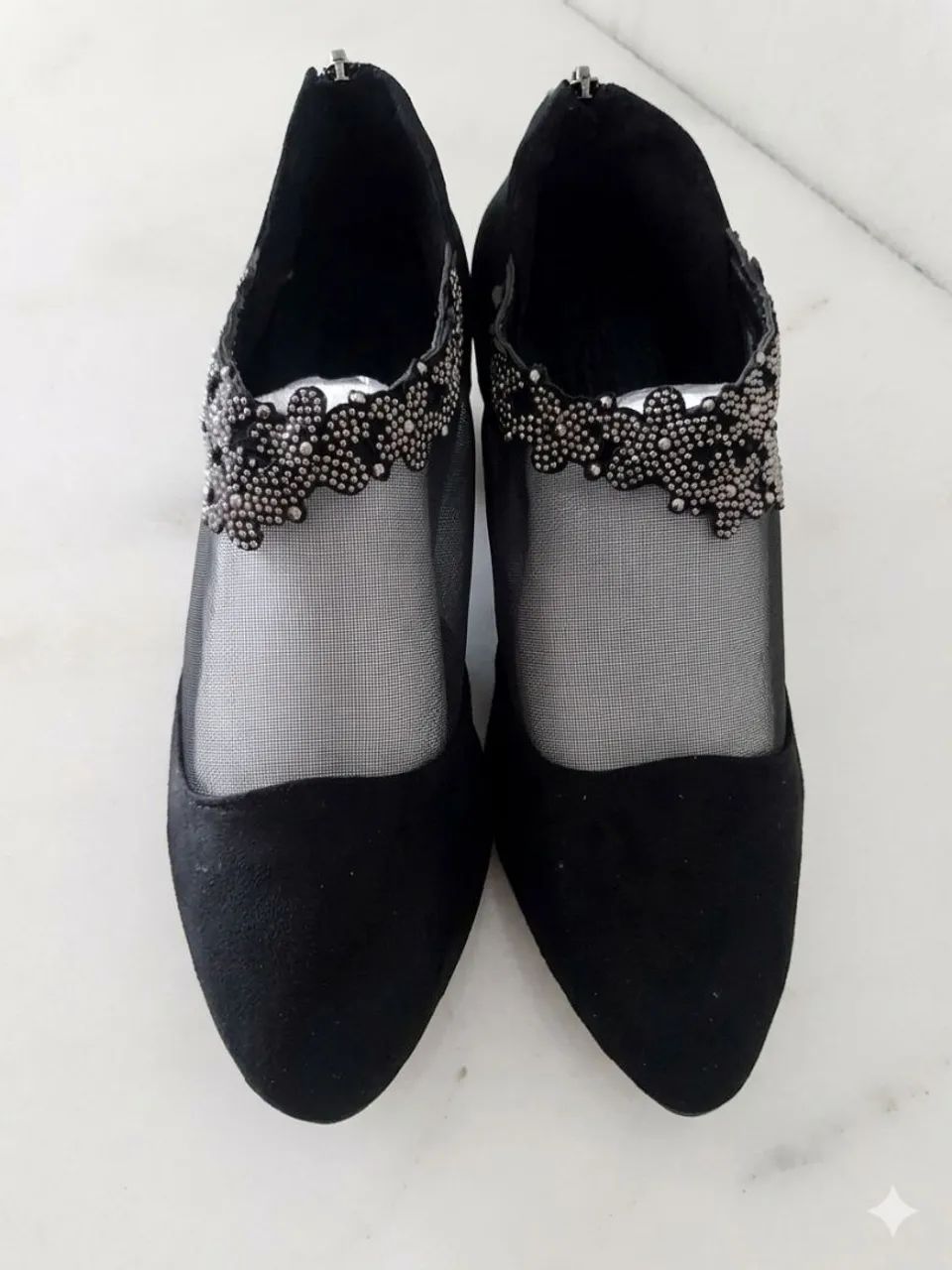 Sapatilha Transparente Com Strass E Zíper - Nova Tam 37 BR - Foto 5