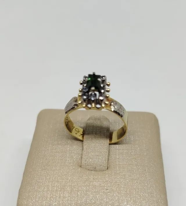 Anel ouro 18k - Turmalina e zirconias aro 15 - Foto 4