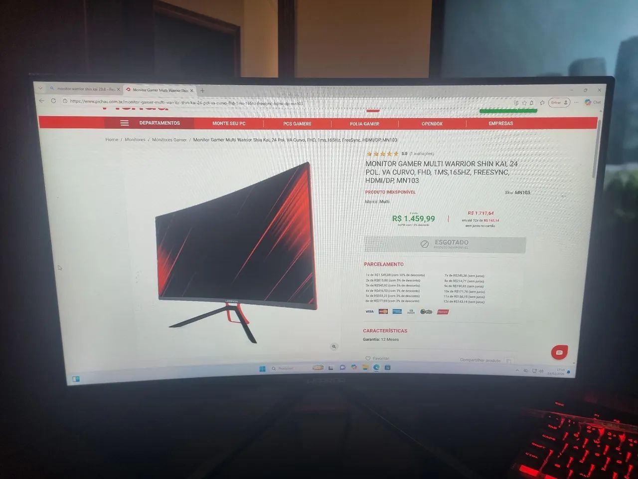 Monitor gamer multi warrior shin kai 24 polegadas 