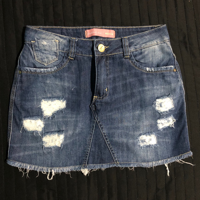 saia jeans cintura media