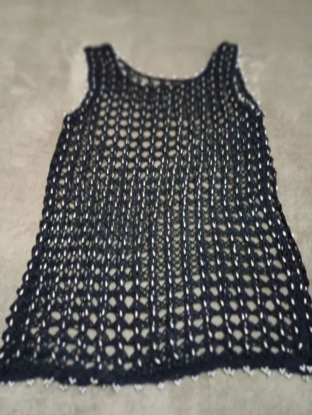 Blusinha P/M coche com miçangas prata - Foto 3