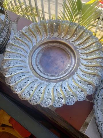 Kit fruteiras antigas metal prata cobre aço  - Foto 3