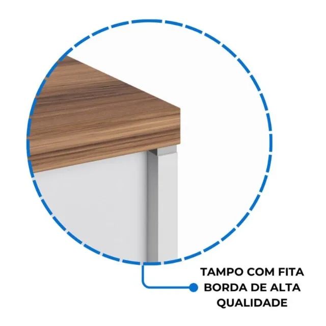 Mesa Auxiliar Simples 0,90x0,45m Nogal Sevilha/Branco Compacta Prática Modelo 34308 - Foto 2