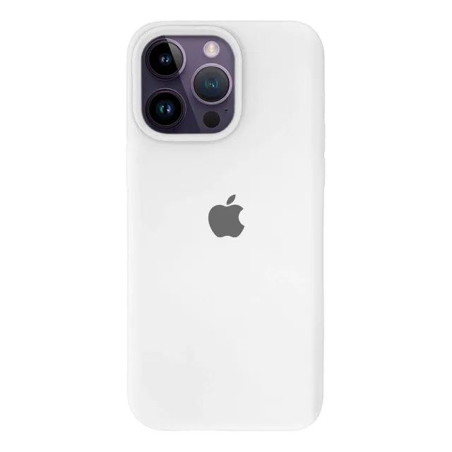Capa iPhone 14 Pro Em Silicone Com Interior Aveludado - Branco