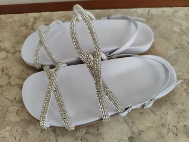 Sandália rasteirinha strass Tam 35 