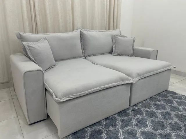 Sofá Cama Retrátil Ravena 2.40m Boucle Molas Bonnel l65
