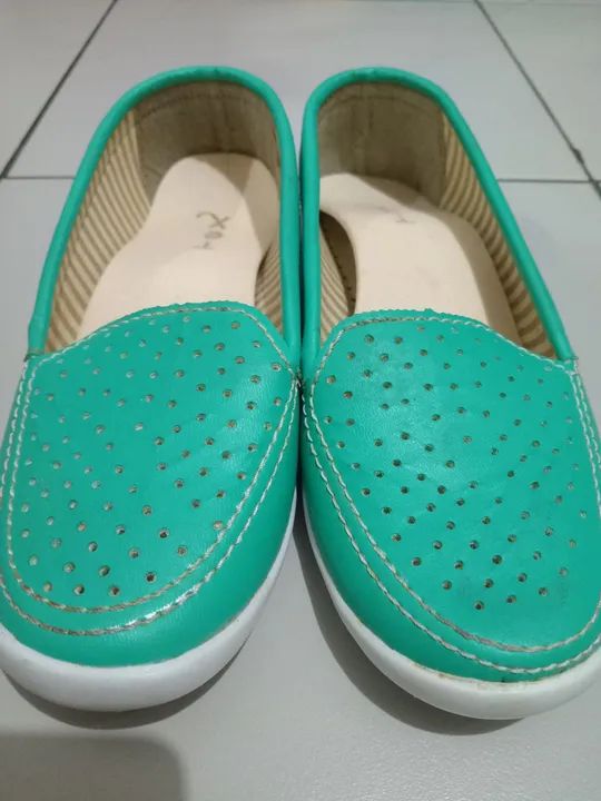 Sapatilha verde Tex seminova - Foto 3