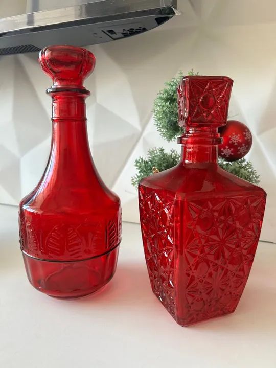Decoração de Casa - Decanters de Vidro Vermelho - Foto 4
