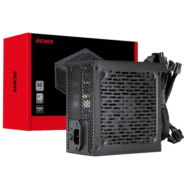 FONTE DE ALIMENTAÇÃO GAMER PCYES SHOCKER 600W 80 PLUS WHITE NOVA!