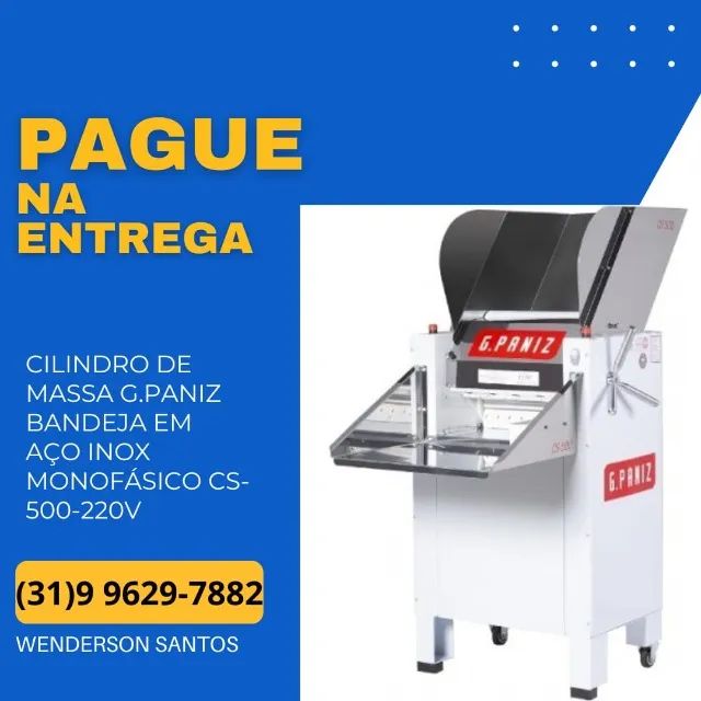 Cilindro de Massa G.Paniz Bandeja Em Aço Inox Monofásico CS-500-220v Novo