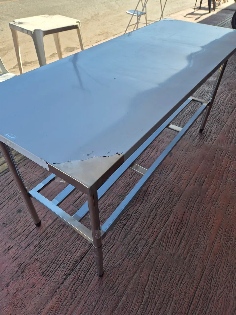 Mesa de Aço Inox para Comércio 180cm por 70cm 