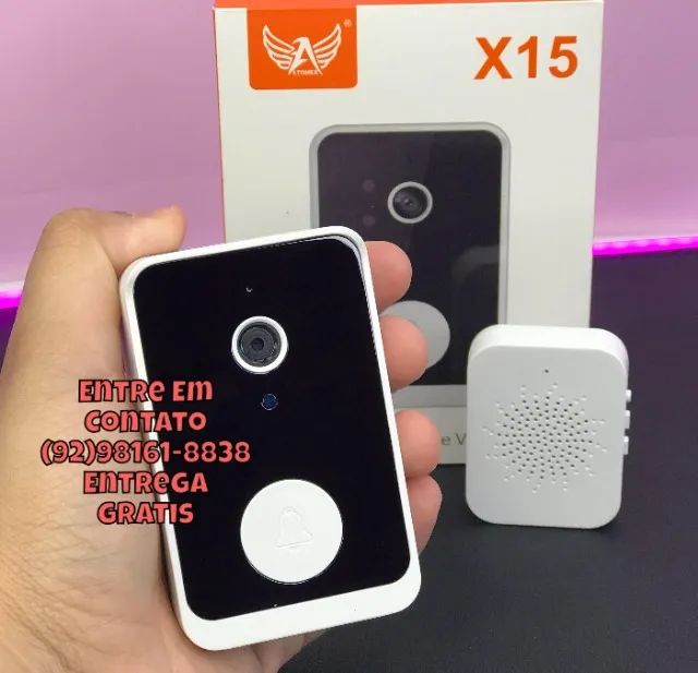 Campainha Inteligente Sem Fio Com Câmera Wi-Fi Voz Registro Visitante
