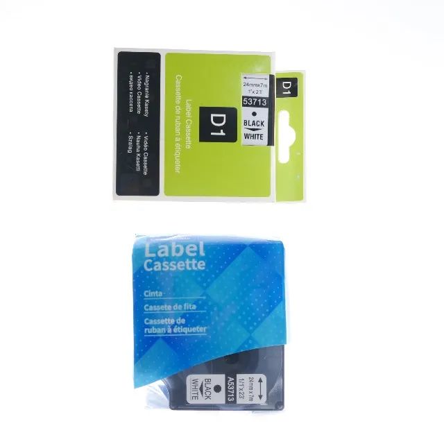 Kit 02 Fitas Dymo 24mm D1 53713 Preto e Branco Compatível