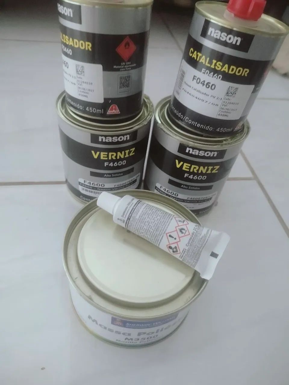 2 verniz auto sólido 1 massa poliéster 
