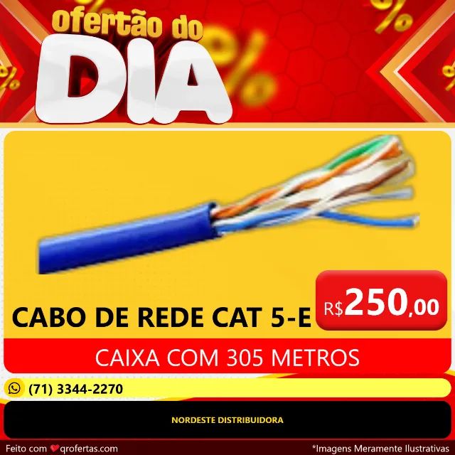 CABO DE REDE CAT 5E - CABO PARA INTERNET  - Foto 4