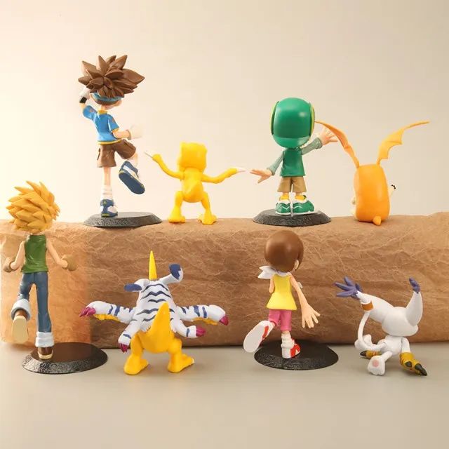 Bonecos Digimon Agumon Patamon Gbumon Tailmon 4 pares Total de 8pcs - Foto 2
