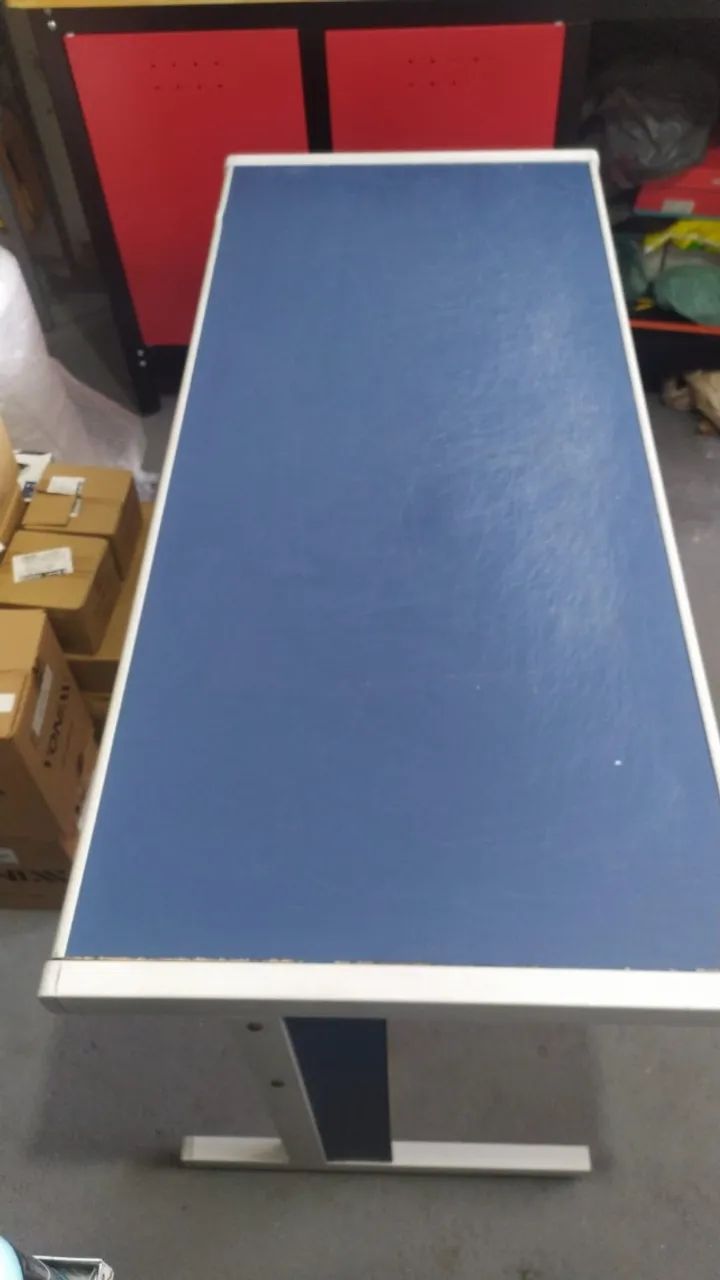 Mesa Escritório Bancada Reta Azul e Cinza 1,38cm x 61cm x 74cm - Foto 2